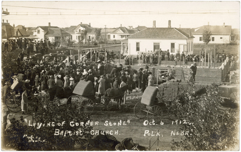 Cornerstone ceremony at the Baptist Church site, Polk, Nebraska — Newton
